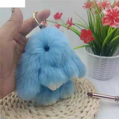 可爱獭兔毛公仔小兔子汽车钥匙扣挂件迷你包包毛绒装死挂饰兔