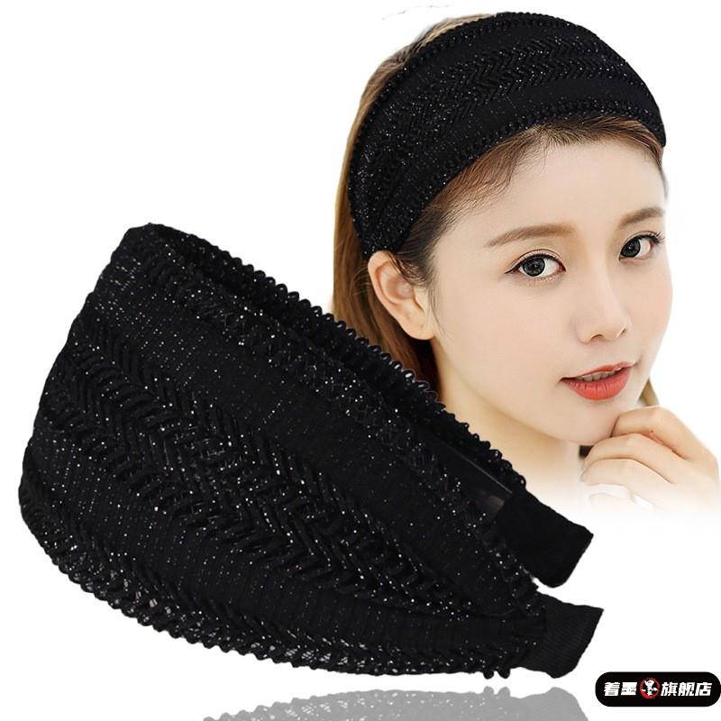 著墨前额白发防滑时尚发带宽边箍