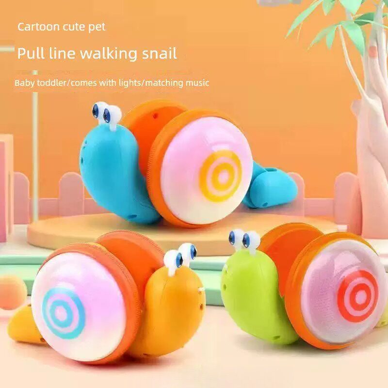 虫子会爬行的小蜗牛会走的牵绳蜗牛玩具牵引创意拉线拖动散步宠物