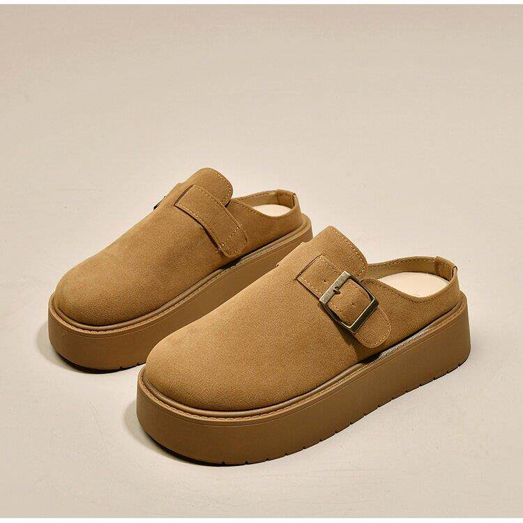 增高厚底勃肯鞋女单鞋2026年春秋新款松糕一脚蹬乐福鞋半包博肯鞋