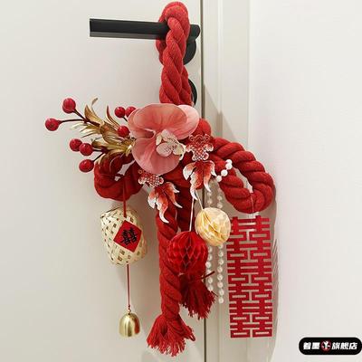 中国结门把手结婚挂件装饰喜著墨