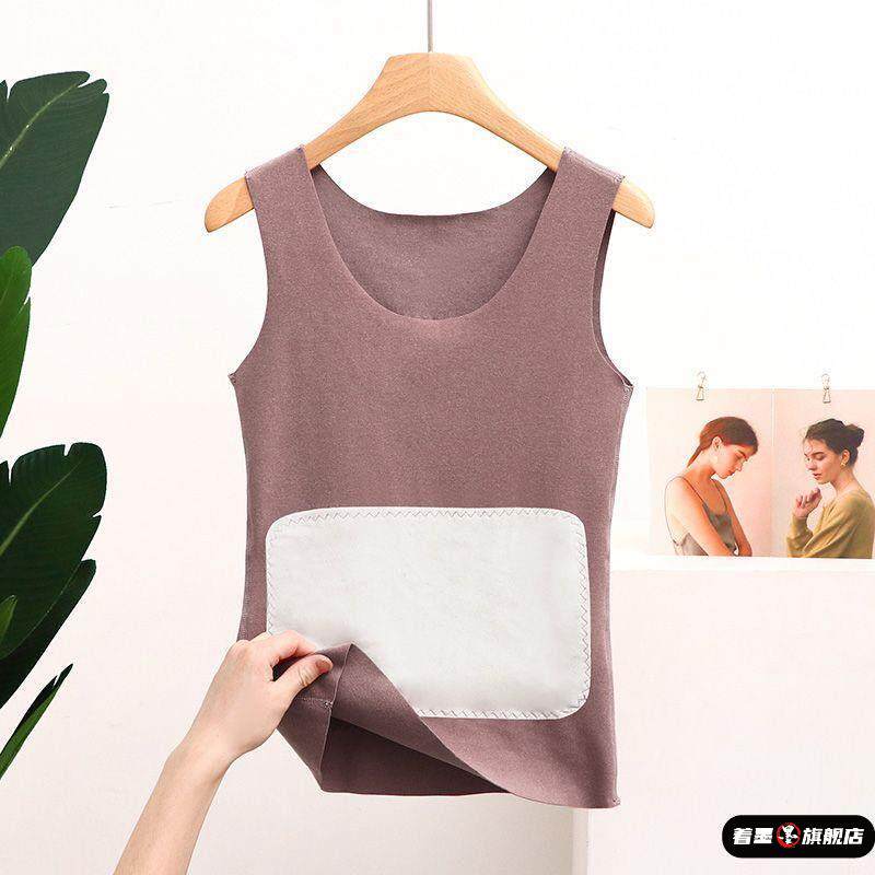 女士加绒保暖背心德绒秋冬季加厚美背吊带御寒贴身内穿无胸垫背心