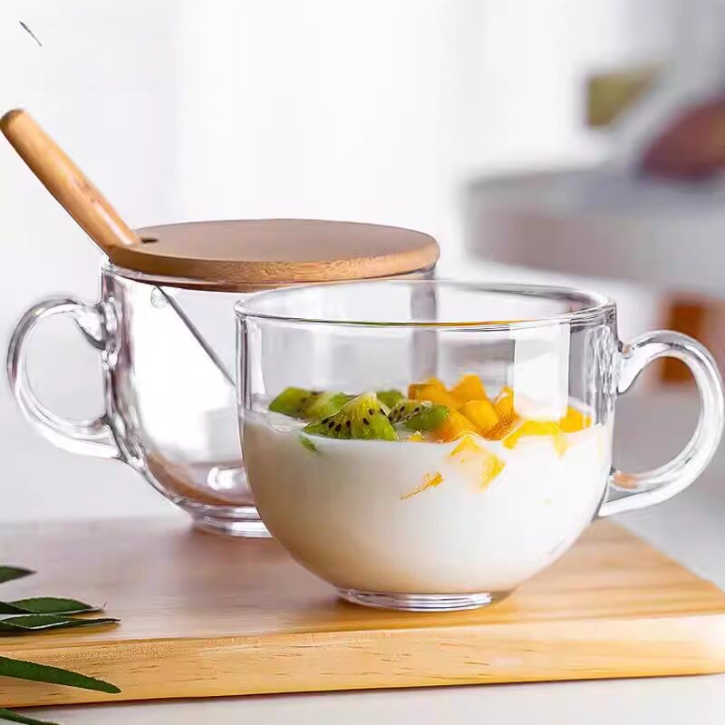 耐高温大肚钢化玻璃杯早餐杯子家用女带把酸奶燕麦冲牛奶泡麦片碗