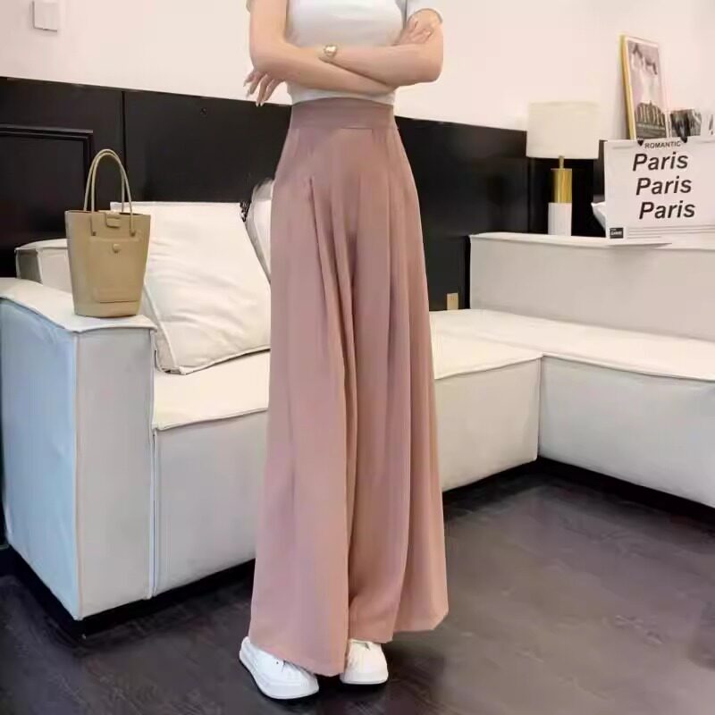 女夏季冰丝薄款西装裤灰色2026新款春秋垂感直筒裤高级宽松阔腿裤