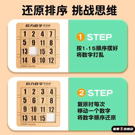 华容道滑动拼图磁力数字积木三国小学生数学比赛专用儿童益智玩具