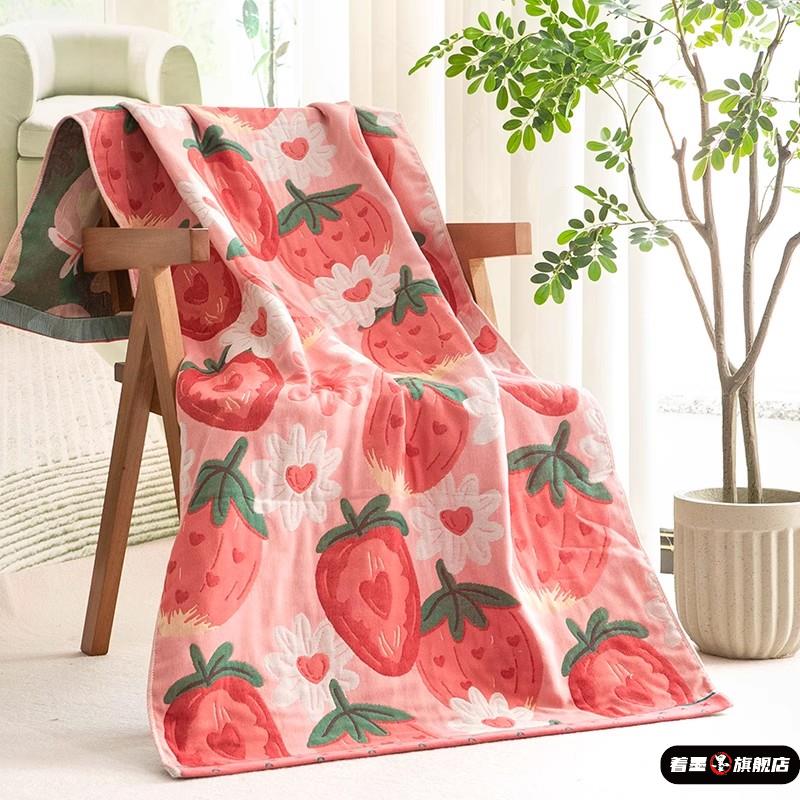 纯棉纱布浴巾80X160cm加大男女卡通情侣中大儿童全棉洗澡小盖毯