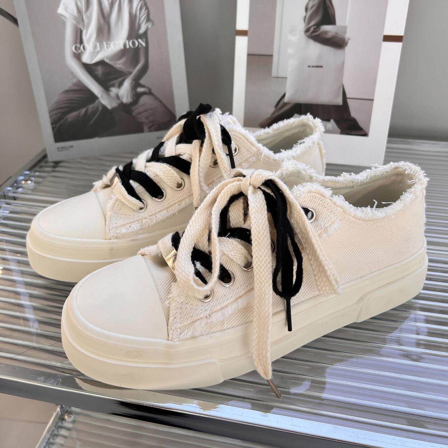 帆布鞋男款休闲百搭白色鞋子男鞋厚底增高新款休闲鞋男士板鞋美式