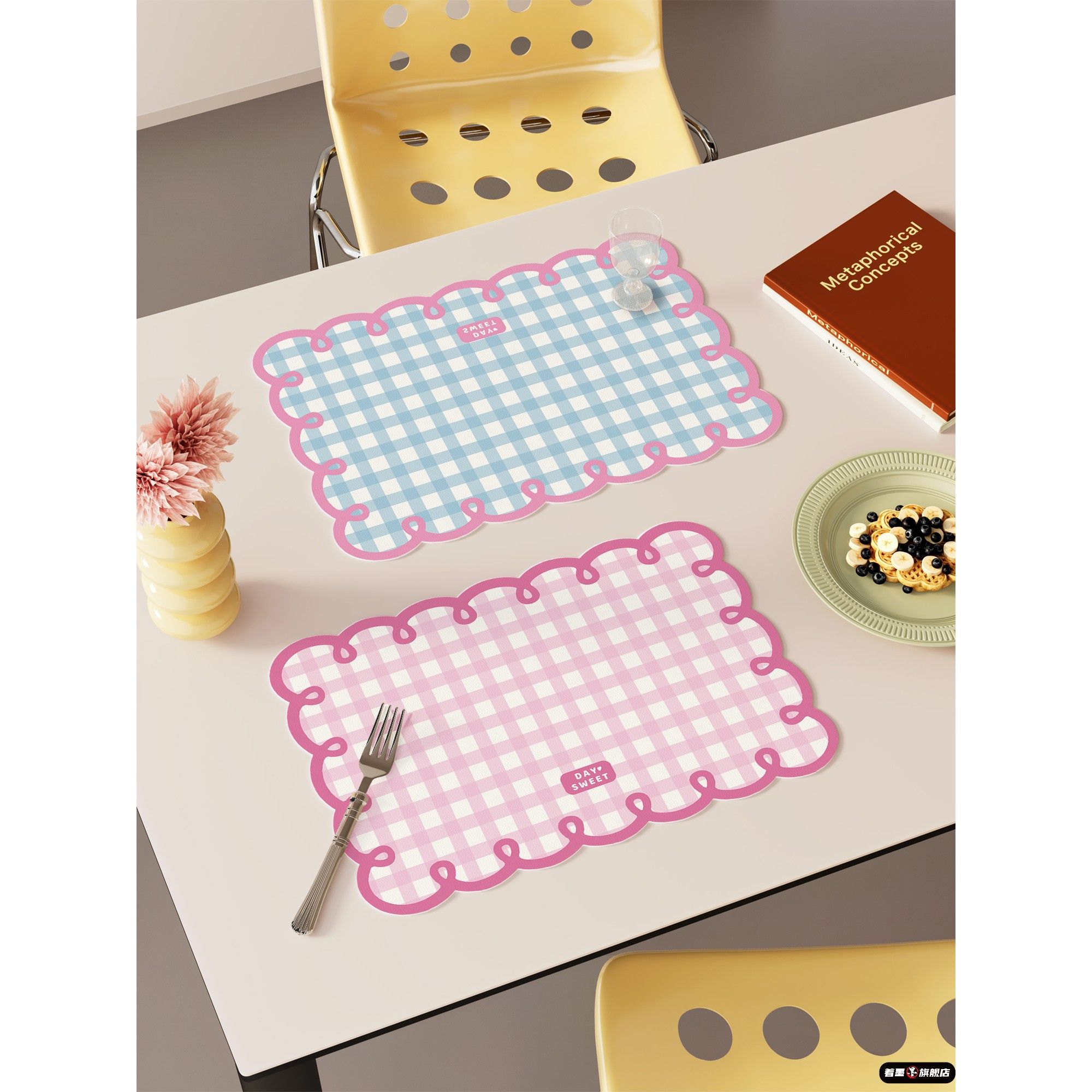 餐垫防水防油免洗复古格纹奶油风热垫厨房碗