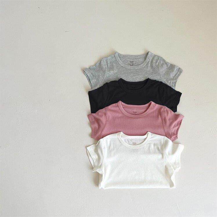 女童夏季莫代尔薄款短袖儿童T恤半袖男童纯色白色上衣中大童夏田