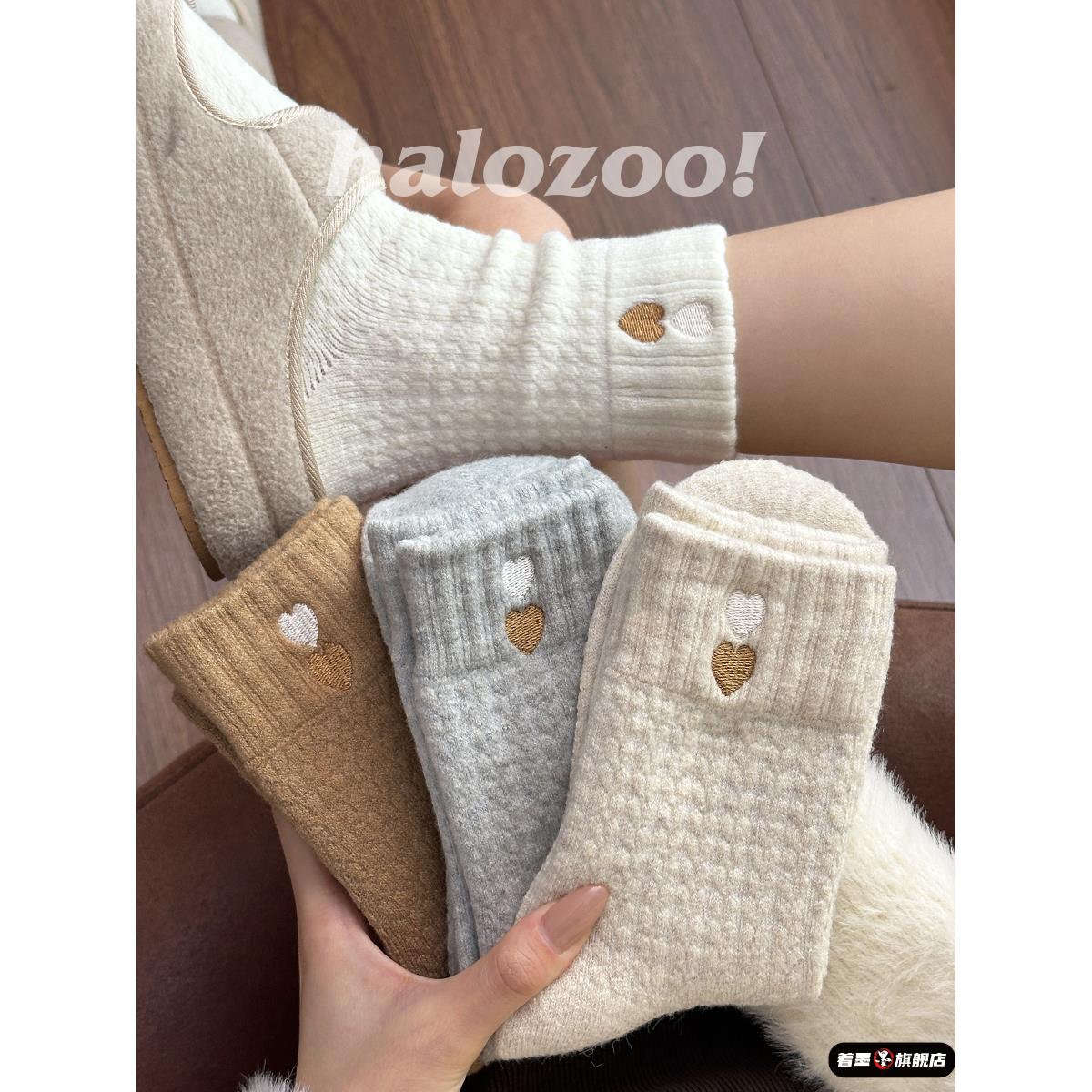 冬季袜子女款加绒厚加厚保暖中筒棉袜2025新