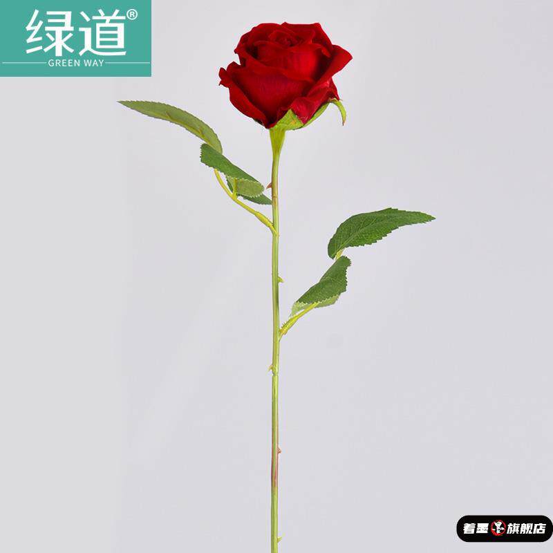 仿真红色玫瑰花单支假的干花束一只高档塑料1枝rose拍摄道具装饰
