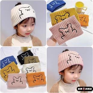 秋冬款儿童保暖发带女童帽子护额头带可扎马尾空顶宽边百搭防寒风