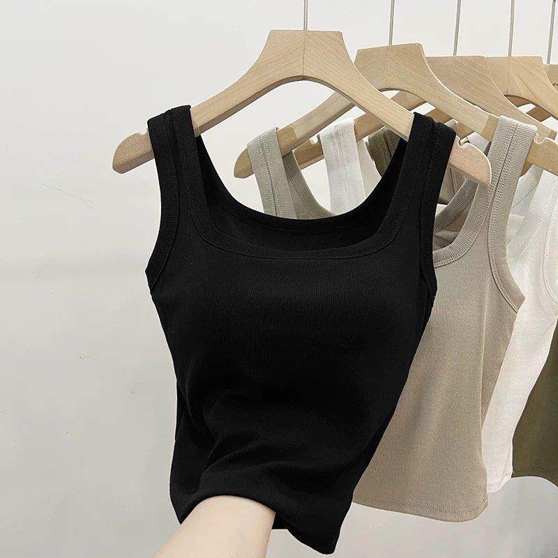 女士内搭吊带背心带胸垫2026夏季方领女新款西装一体遮副乳外穿女