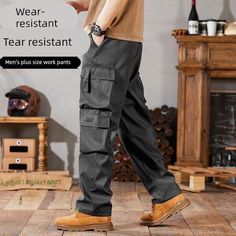 男士薄款直筒宽松工装裤春夏季裤子大口袋耐磨劳保休闲工作长裤子