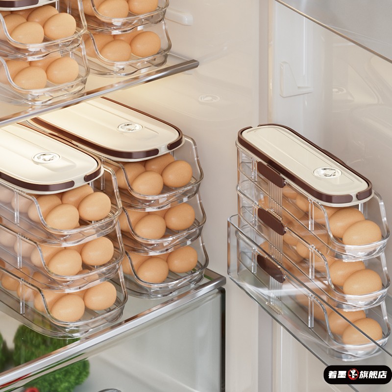 鸡蛋收纳盒侧门储物整理冰箱专用食品级滚动