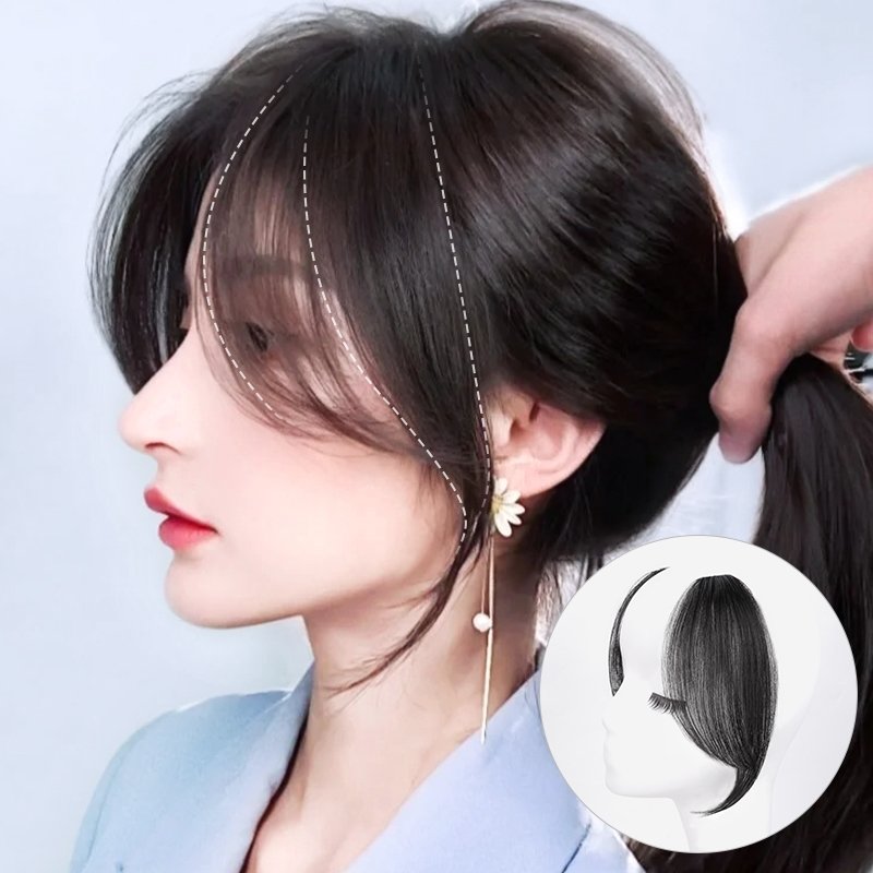 八字刘海假发片假女自然中分真发网红自然无痕法式斜前额好看