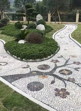 极速纯白色鹅卵i石铺地雨花石原石庭院阳台造景抛光小鹅软石子天