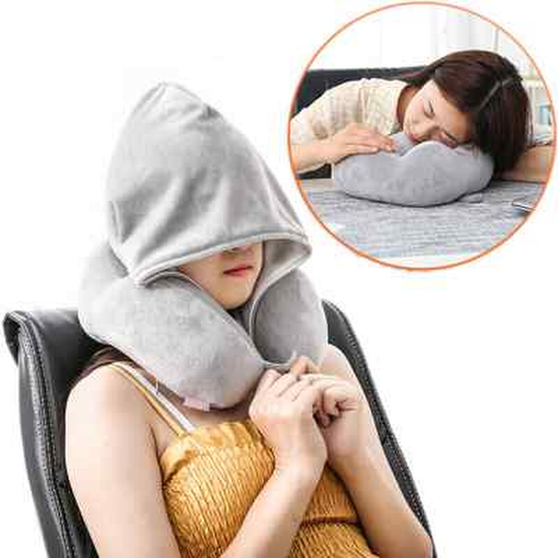 u型枕办公室午睡枕可携式u旅行枕学生趴睡枕午睡神器连帽子u形护