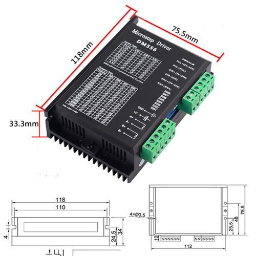 DSP二相57/86步进电机驱动器DM556电流5.6A数字式25600细分24-50v