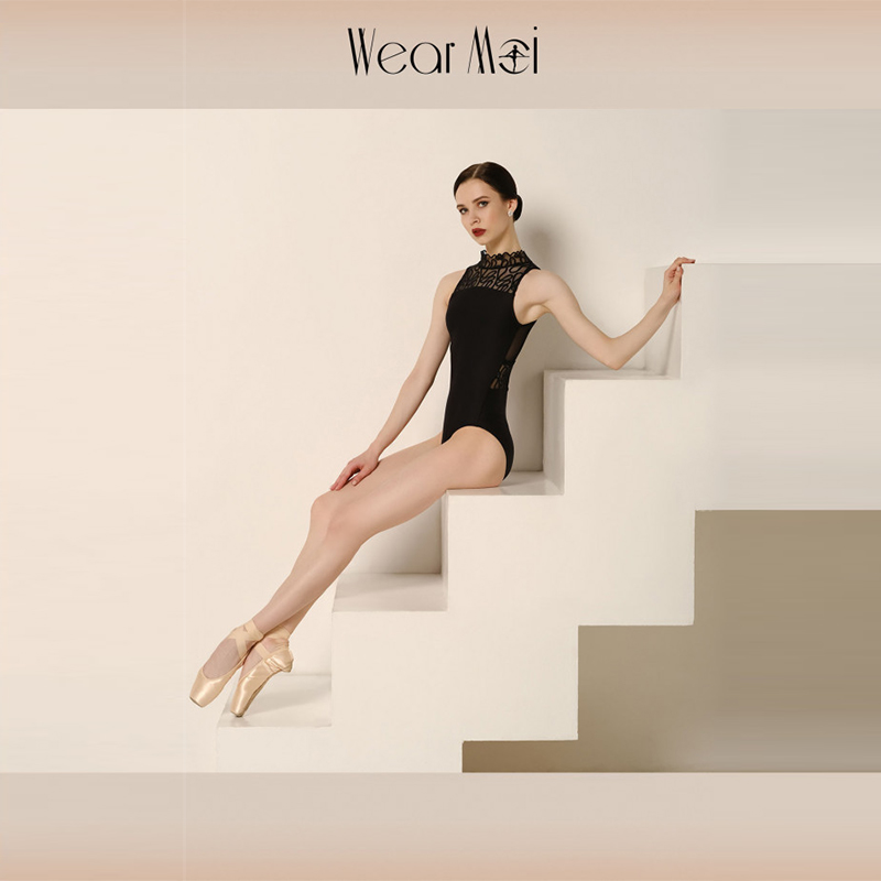 wearmoi黑色芭蕾芭蕾体服立领