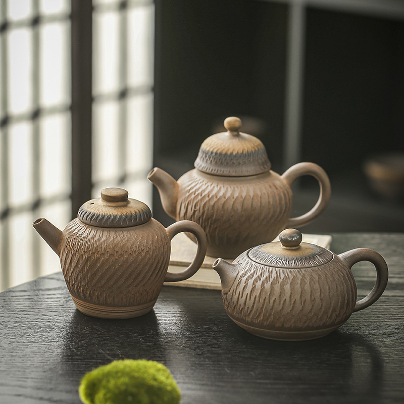 复古粗陶柴烧泡茶壶西施壶中式陶瓷单壶茶具泡茶器老陶泥功夫茶具