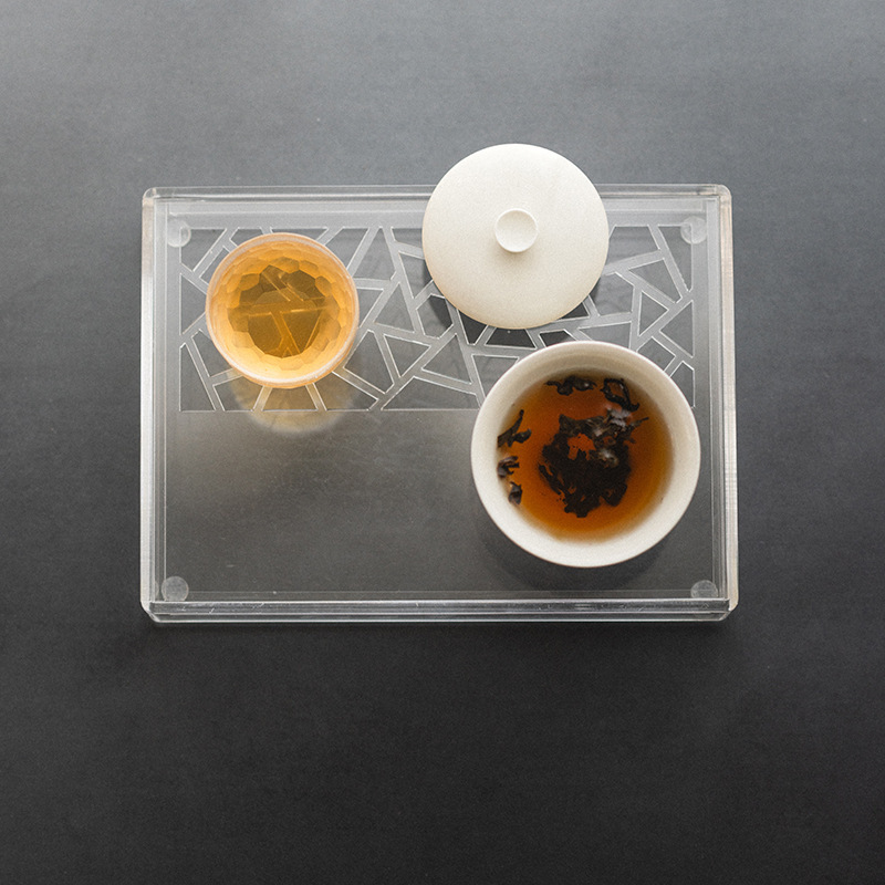 亚克力双层储水小茶盘壶承长方形蓄水茶台干泡台家用茶具零配