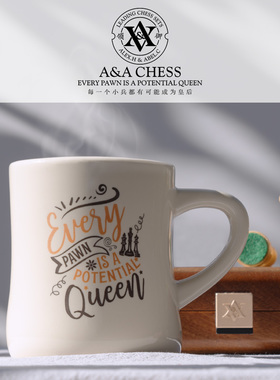 A&A CHESS/领御 国际象棋文创周边水杯/小蛮腰奶油风陶瓷马克杯