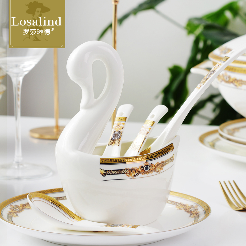 骨瓷餐桌天鹅收纳勺子笼