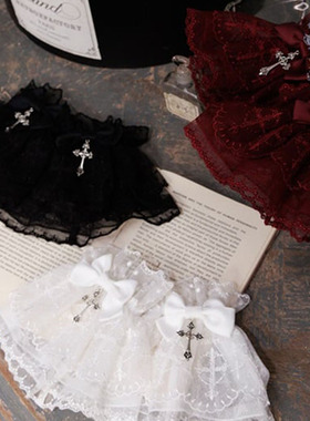 axesfemme日系十字架装饰蝴蝶结蕾丝花边lolita手袖TS649X02C