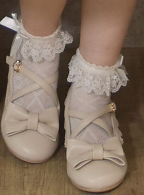 axesfemme kawaii日系lolita交叉绑带蝴蝶结低跟单鞋TL621X10S
