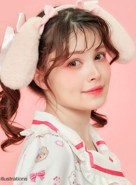 axesfemme kawaii mikko联名款日系小兔小熊耳朵女发箍TS649X03S