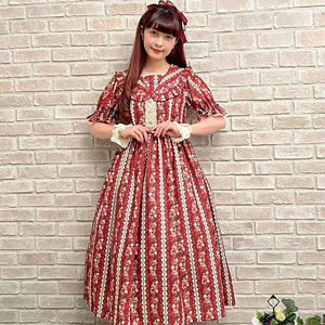 axesfemme kawaii蔷薇草莓花园印花甜美lolita连衣裙LD351X03S