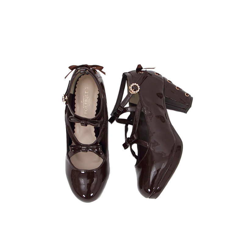 Axes Femme Cute Lolita Lolita Winter 2022 New Cross Strap Shallow Heel