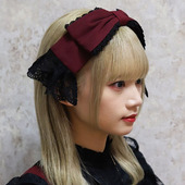 axesfemme甜美蕾丝拼接装 饰大蝴蝶结Lolita纯色发箍发饰LD649X03C