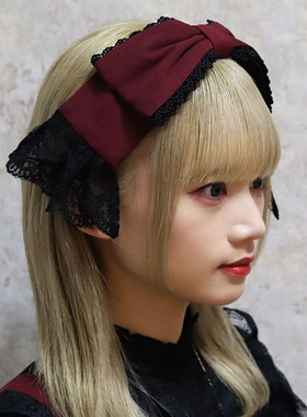 axesfemme甜美蕾丝拼接装饰大蝴蝶结Lolita纯色发箍发饰LD649X03C