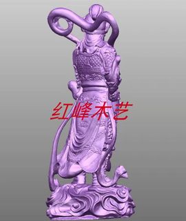 韦陀菩萨圆雕图stl文件电脑雕刻机图3d扫描三维T立体古佛精圆雕图