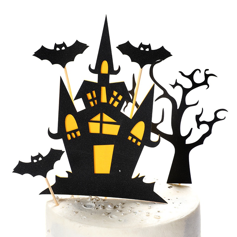 cHalloween cake decorative black castle Batman plug-in ghos