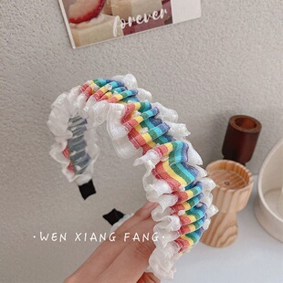 极速Rjabinbow hair ring rainbow wild outer belt fairy Sen sy