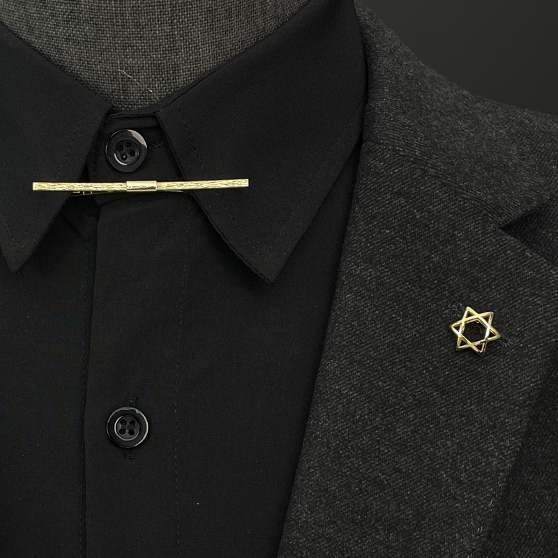 六芒星领针固定扣金属简约