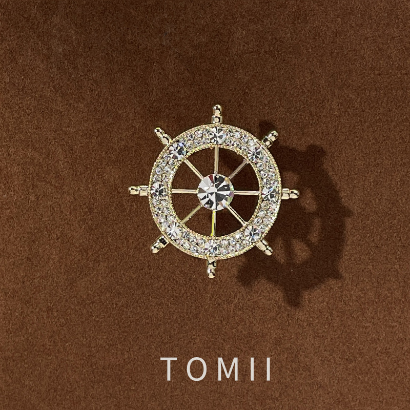 韩版水晶海军风别针男