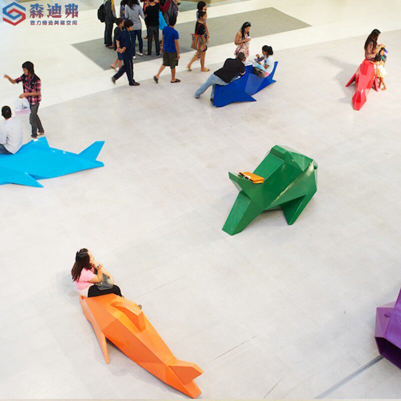 卡通切面动物雕塑座椅海洋美陈鱼型儿童坐凳户外广场公共休息椅子