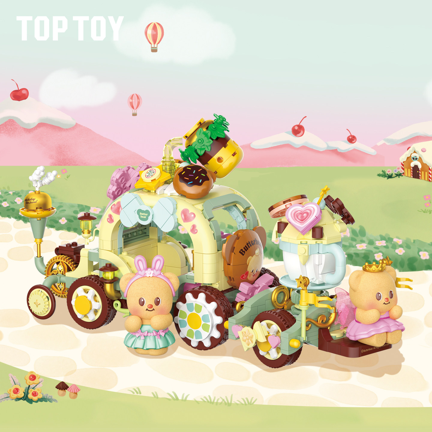 TOPTOY黄油小熊拼装积木玩具甜趣乐园系列摩天轮摆件生日礼物女生