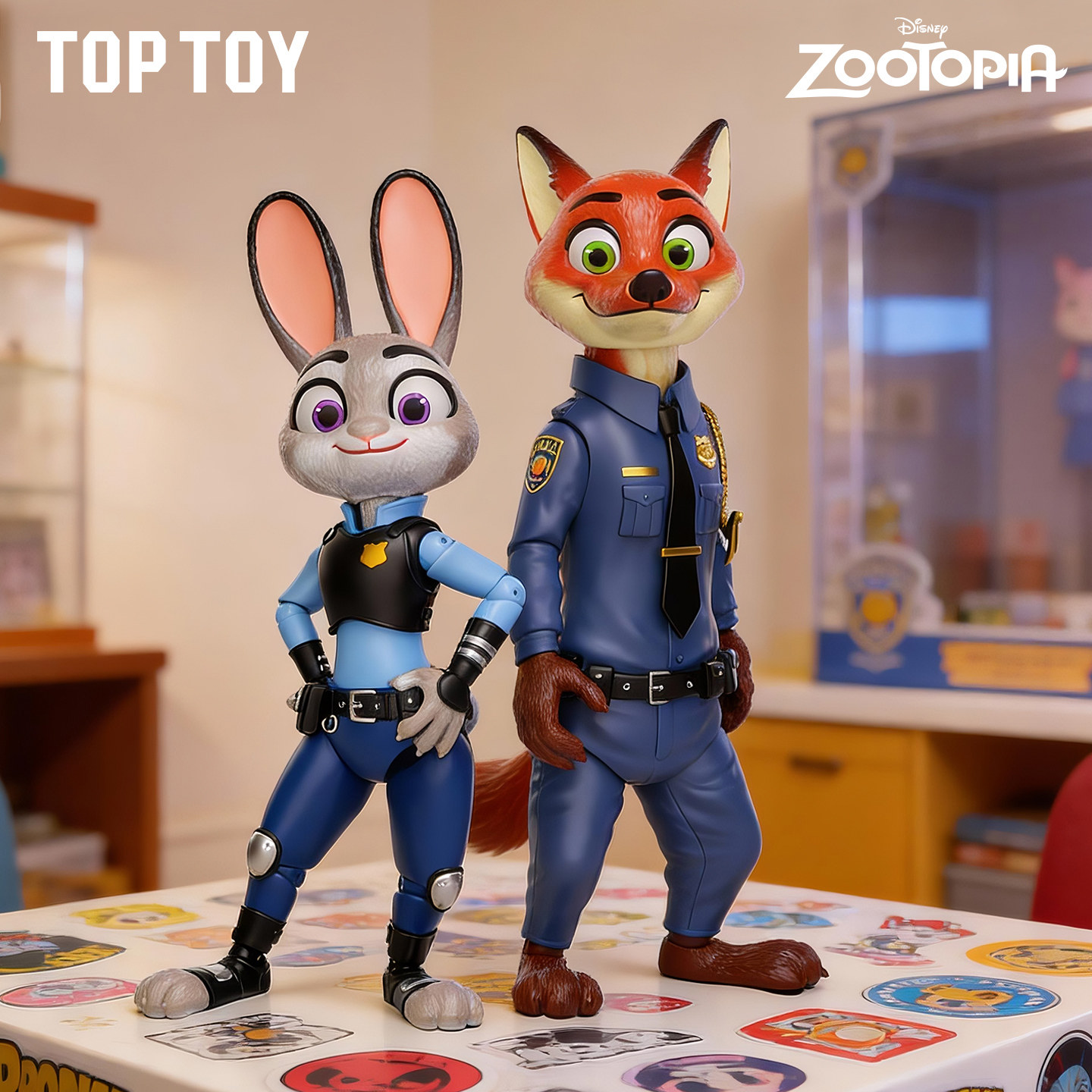 TOPTOY疯狂动物城尼克与朱迪狐兔CP拼装大娃经典警官周边摆件礼物