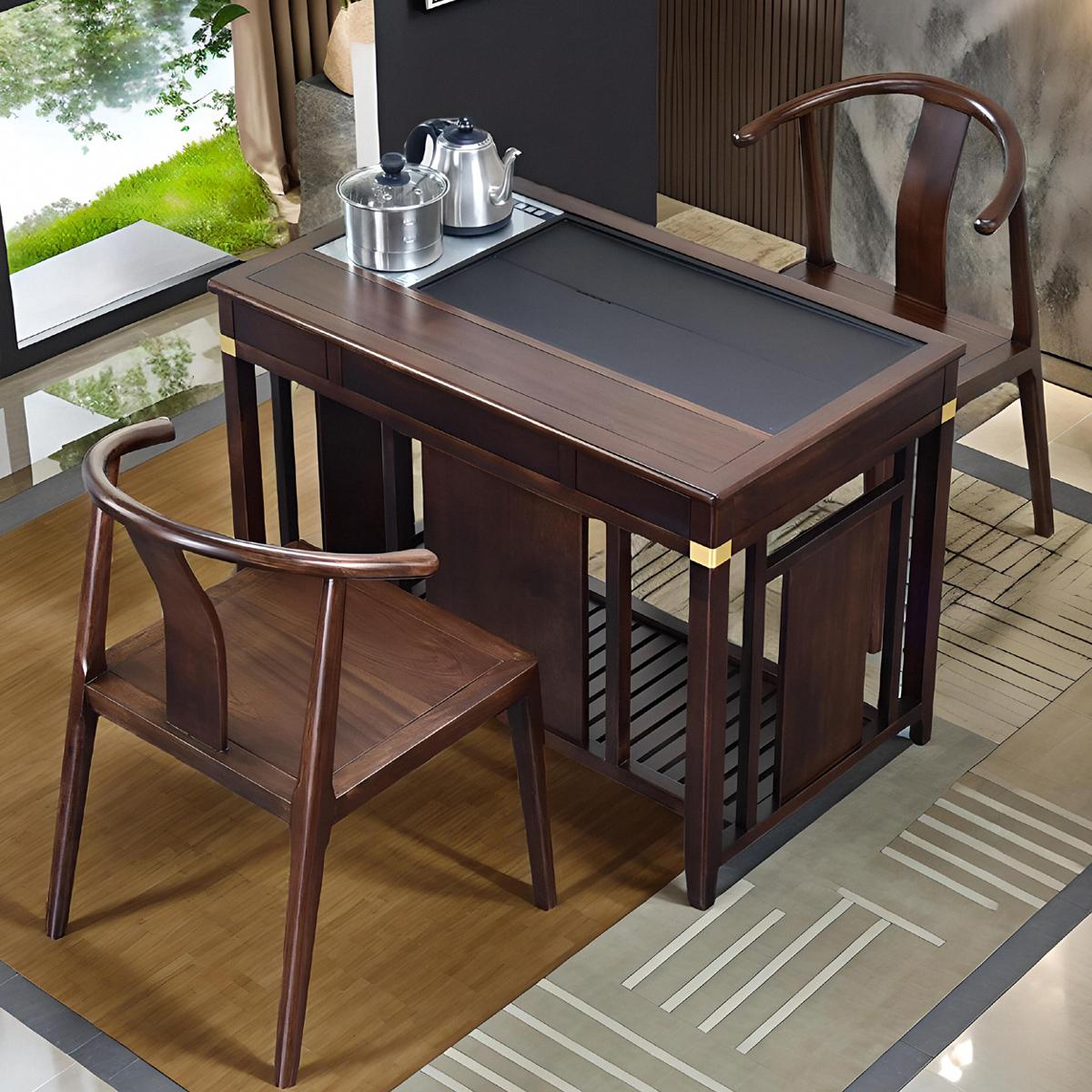 新中式花梨木两用茶桌椅组