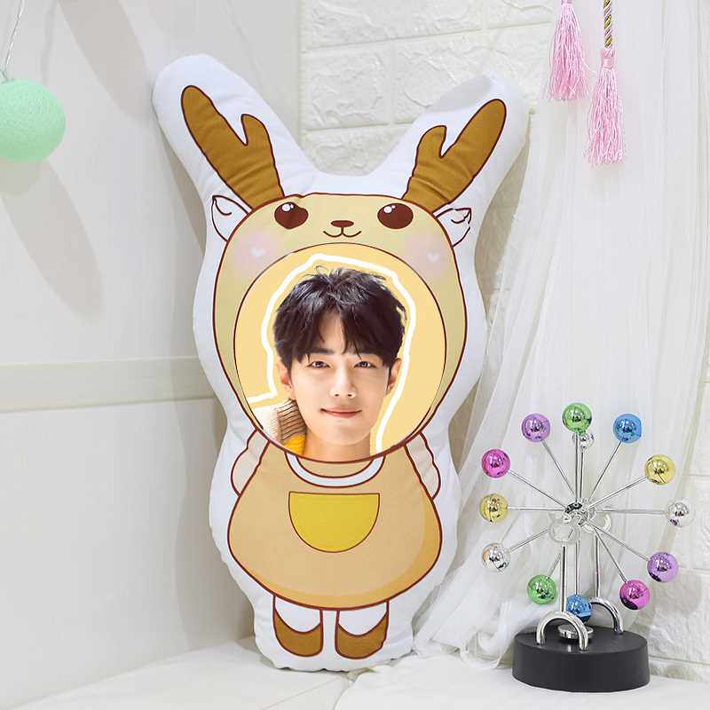 正品肖战玩偶公仔正版睡觉抱diy定制照片王一博娃娃人脸人像人形