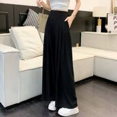 高腰宽松慵懒风阔腿裤 减龄垂感西装 新款 时尚 子女 夏季 休闲裙裤 薄款