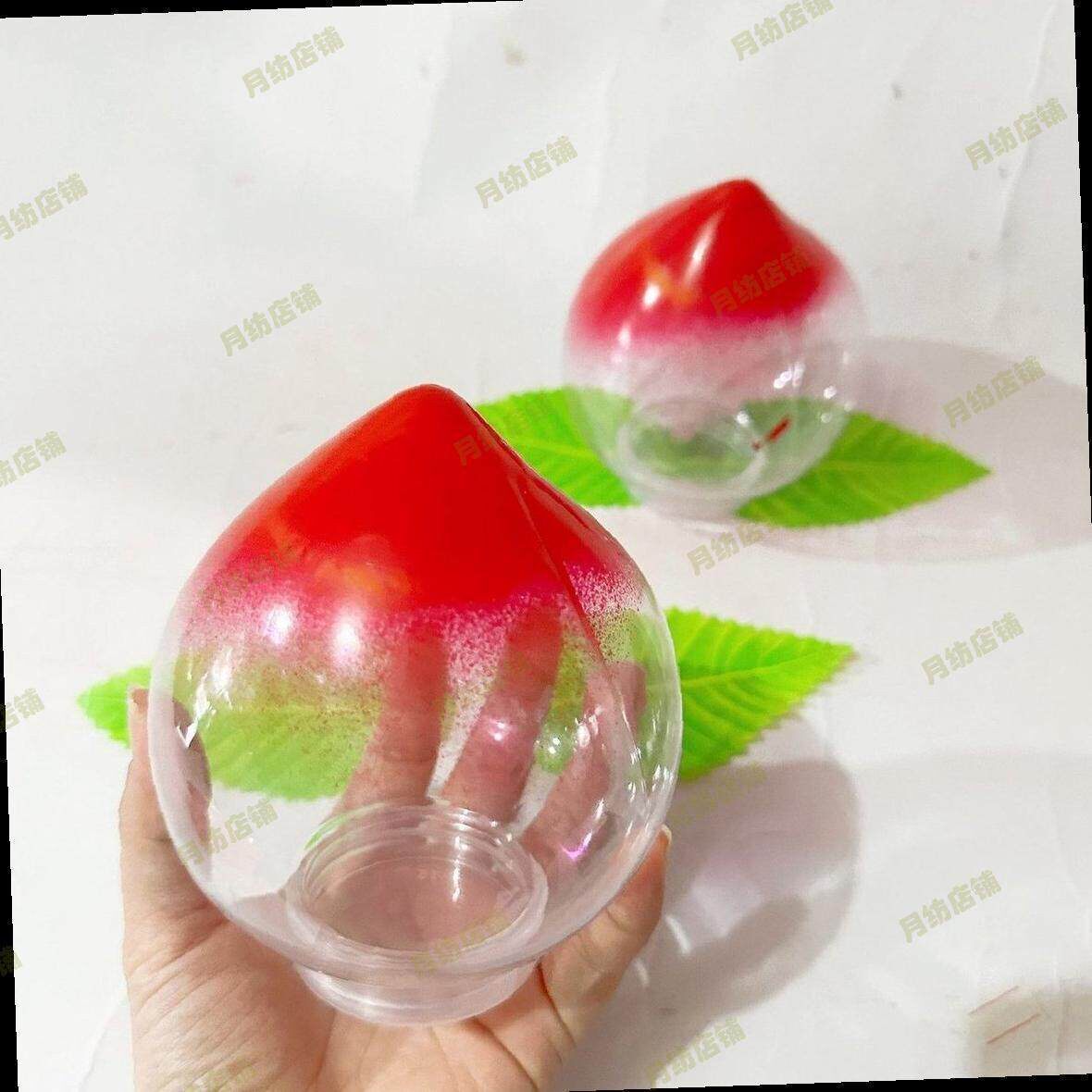 塑料桃型寿桃空瓶带盖装白糖拜神拜老爷摆桌供佛透明桃子模型