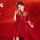 时尚 新款 红色演出服连衣裙 礼服裙子儿童宝宝夏季 女童中国风中式