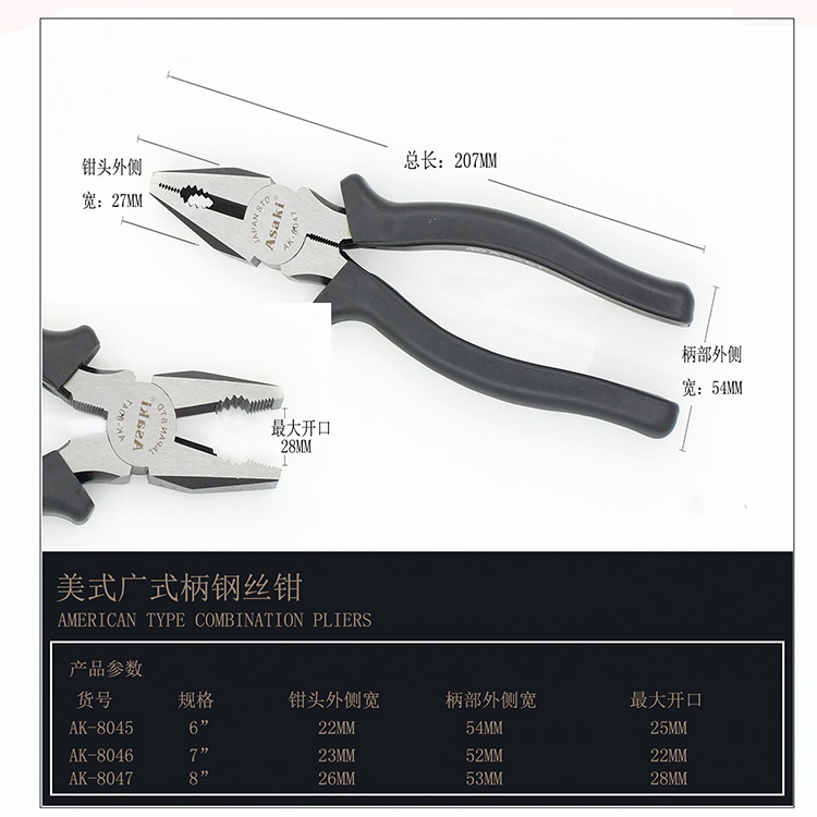 IndustrPial-grade steel wire pliers tiger pliers sharp mout