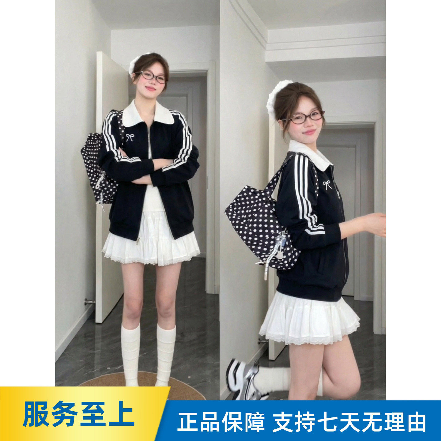 韩系黑色开衫卫衣外套女2026新款春季设计感小众薄款翻领夹克上衣